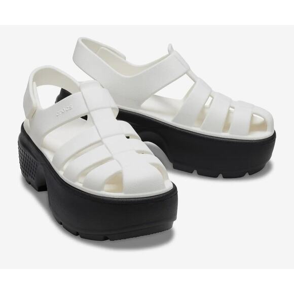 New Crocs Stomp Fisherman Platform Sandals - Unisex Chalk Color Size 7M / 9W